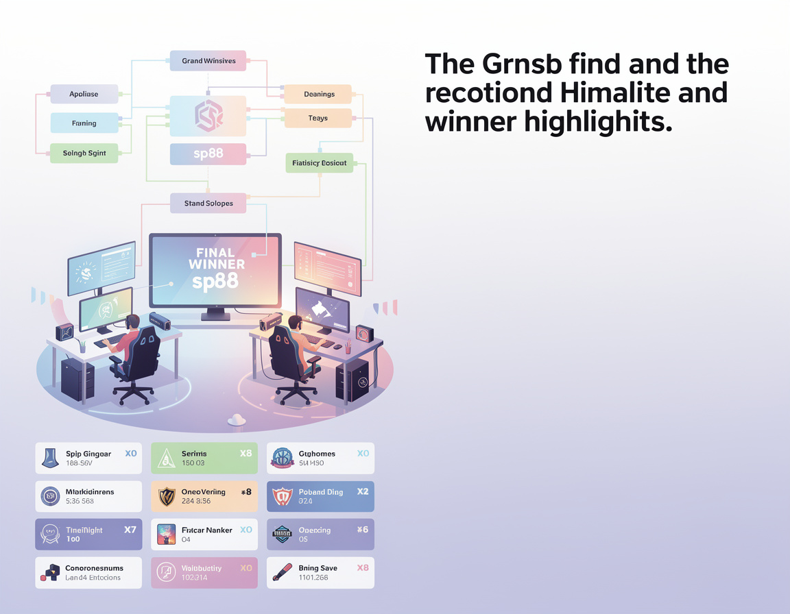 Ilustrasi recap final dan highlight pemenang untuk sp88 dengan bracket, room match, dan catatan skor sp88